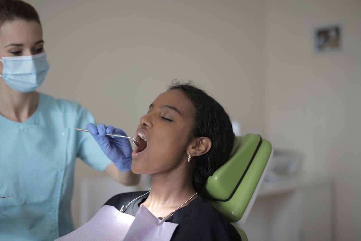Woman Having Her Teeth Checked